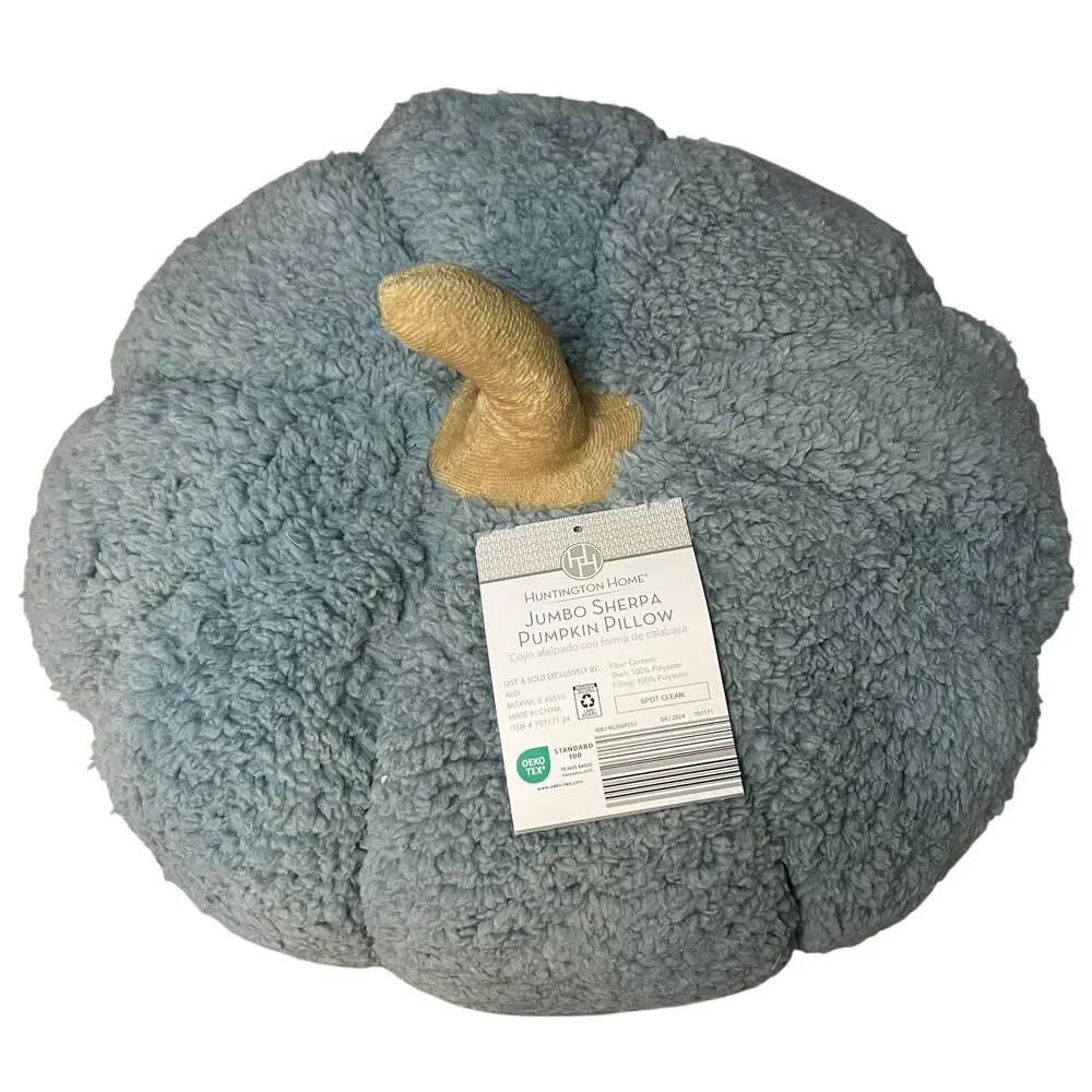 Huntington Home Sherpa Pumpkin Pillow Plush 11in Fall Decor Thanksgiving Holiday